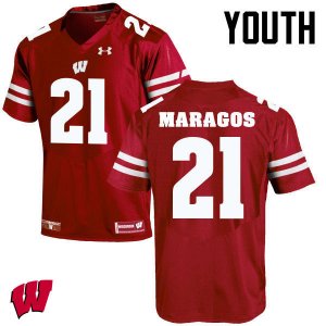 Youth Wisconsin Badgers NCAA #21 Chris Maragos Red Authentic Under Armour Stitched College Football Jersey NK31G23VO
